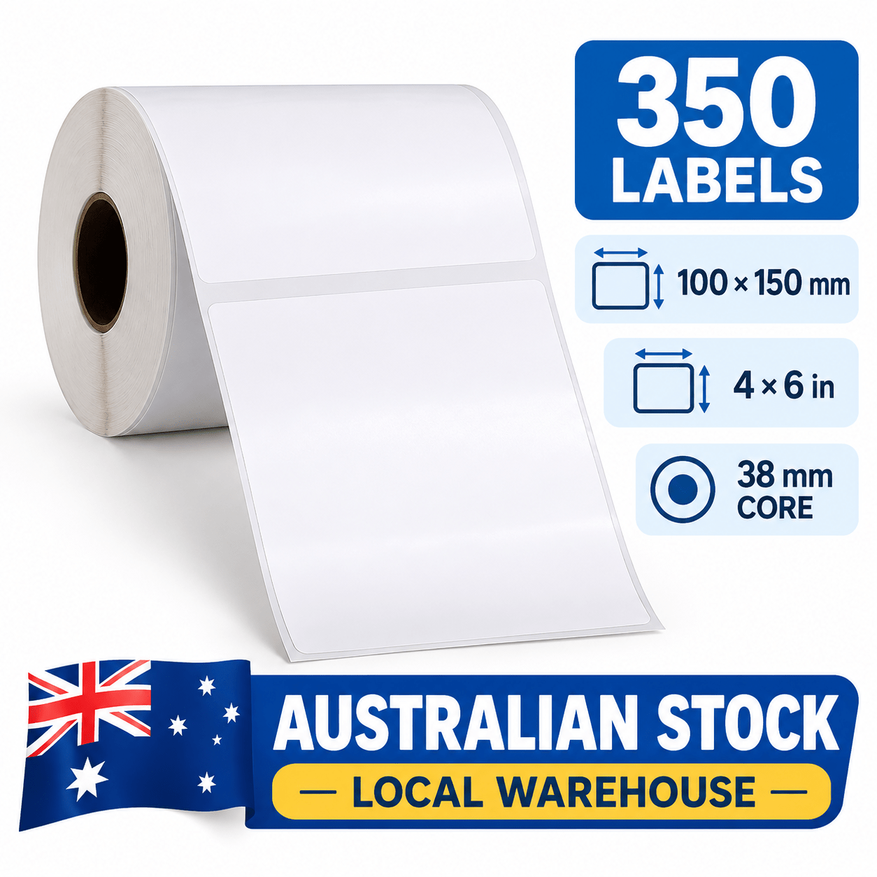 TEMU 1 Roll Of 350 Thermal Shipping Labels, 100 ×150 Mm ~4x6inch, 38 Mm Core, Compatible With , , Tnt, , , Dhl, , , Toll, , & Australia Post