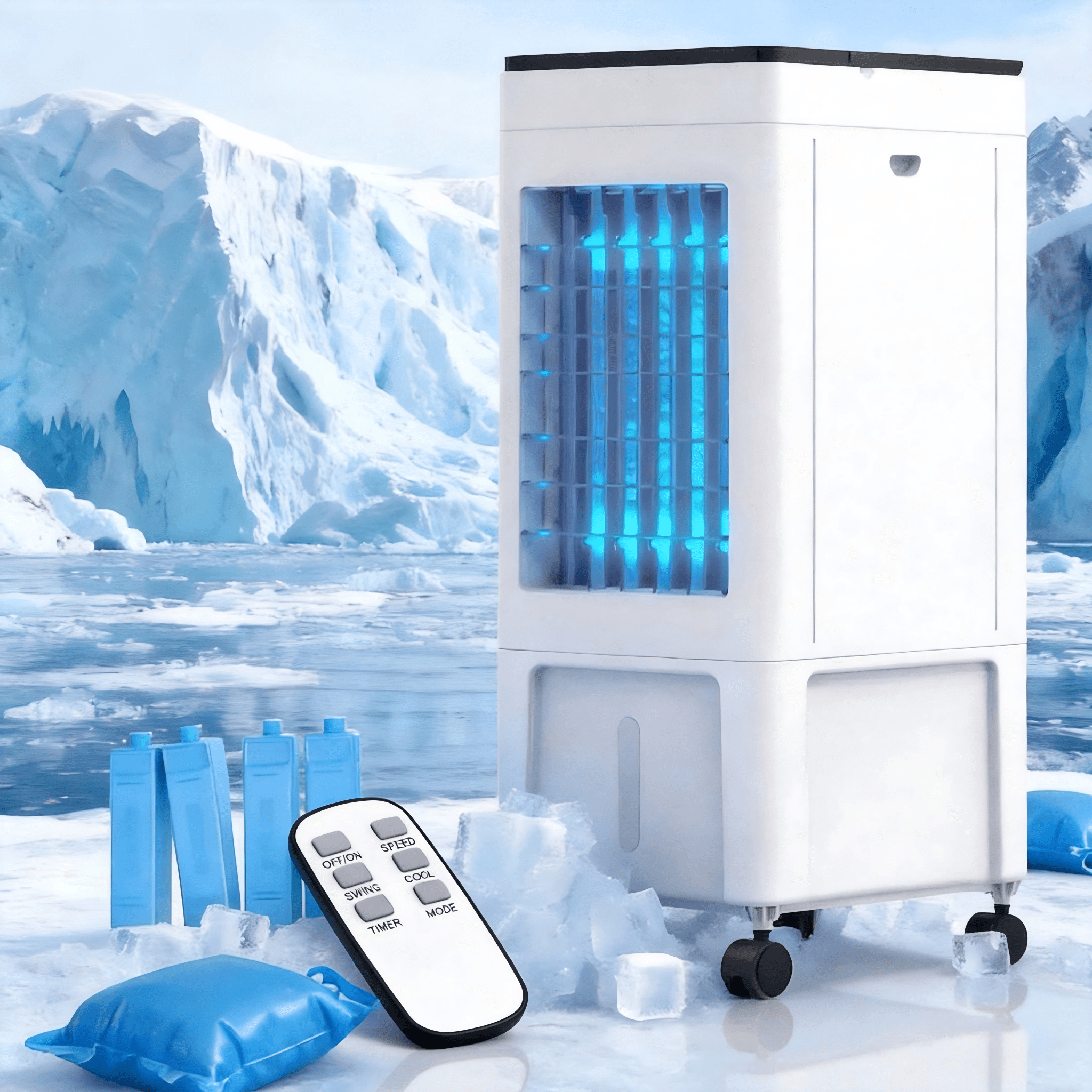 TEMU Evaporative Air Cooler For Bedroom, Portable Air Cooler Fan With 8l Water Tank & Remote Control, For Room Office Home Use
