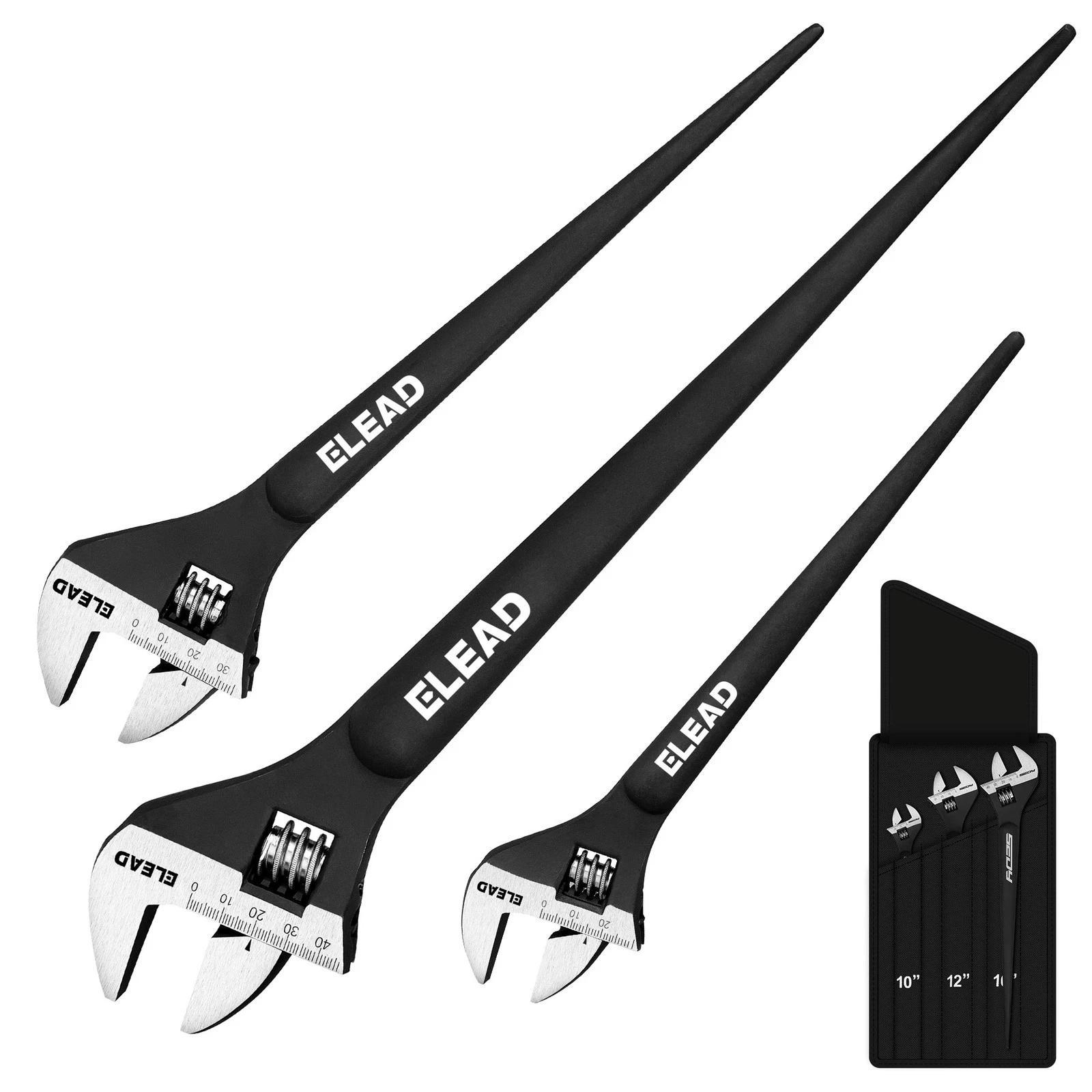 TEMU 16" 12" 10" Adjustable Spud Wrench Set Sae & Metric Black Oxide Finish