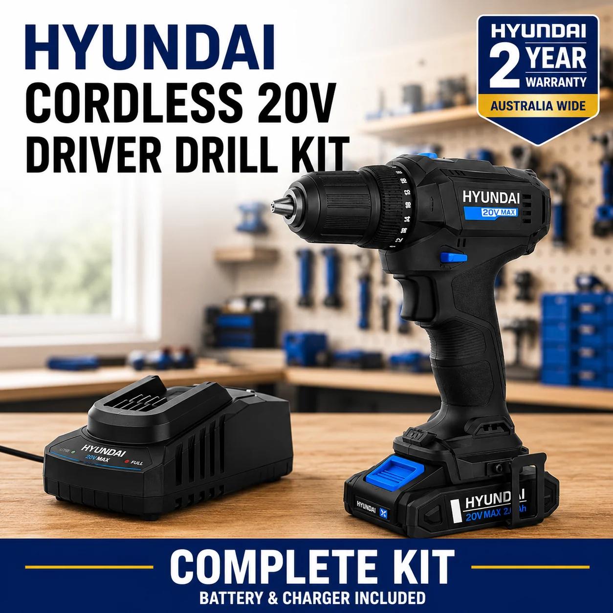 TEMU 20v Cordless Drill Driver Kit With 2ah Battery & Charger, Powerful 40nm Torque, 2-speed, 13mm Keyless Chuck, Led Work Light, Variable Speed Diy
