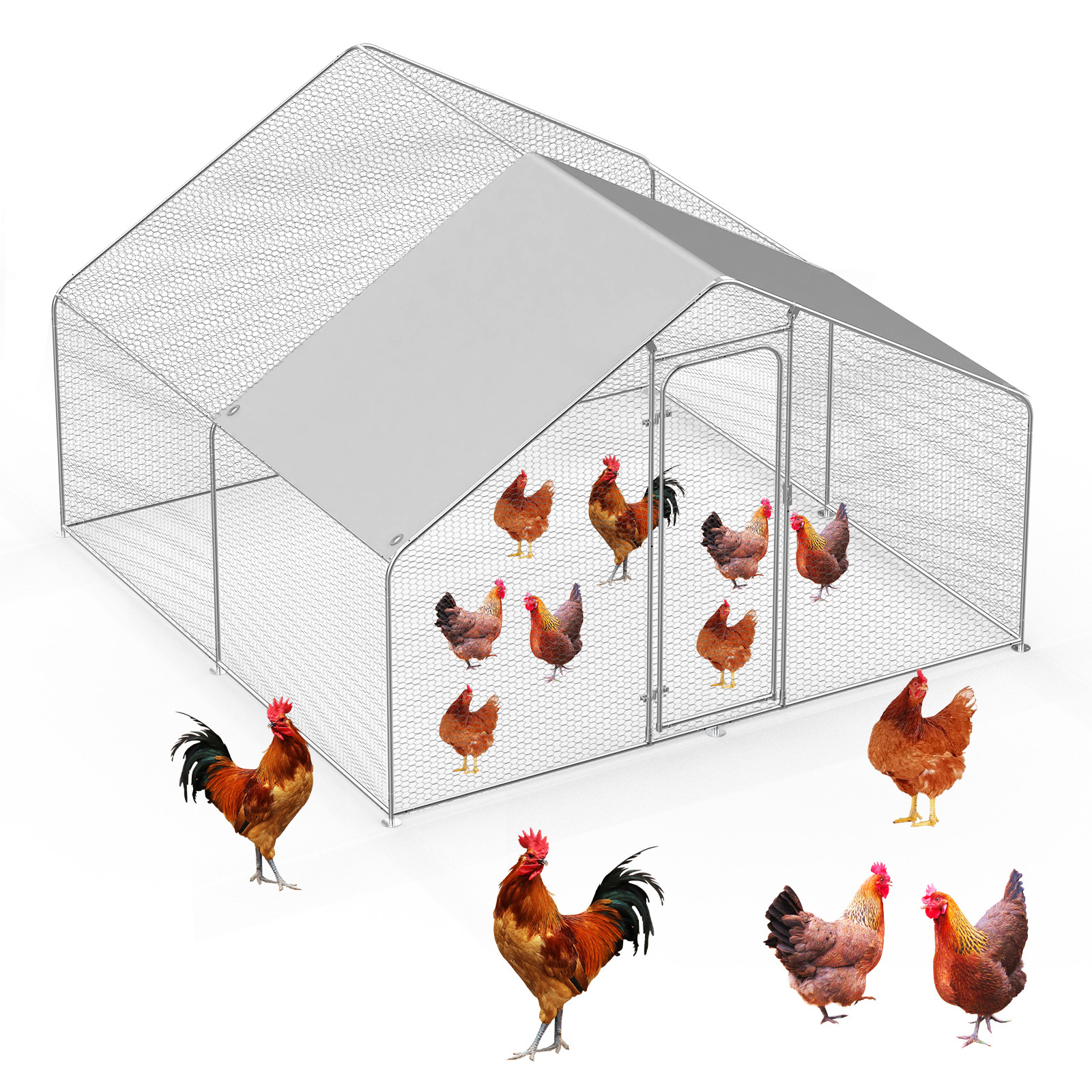 TEMU 3mx 3mx 2m Chicken Coop, Pen For Yard With Cover, Outdoor Walk-in Chicken Cage Enclosure Crate, Outside For Small Animals Duck Rabbit Hen