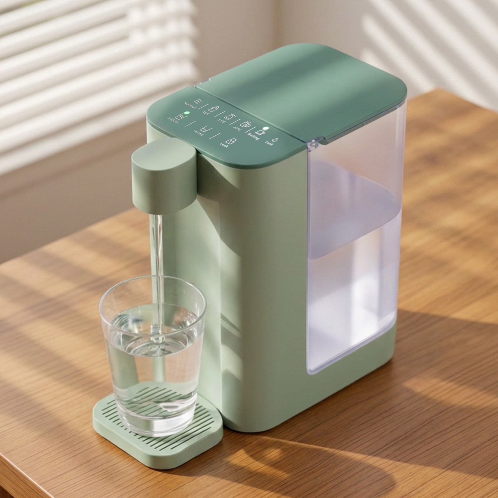 TEMU Instant Hot Water Dispenser 3l, Fast Boiling Boiler With 5 Temperature Settings, Night Light, White/green