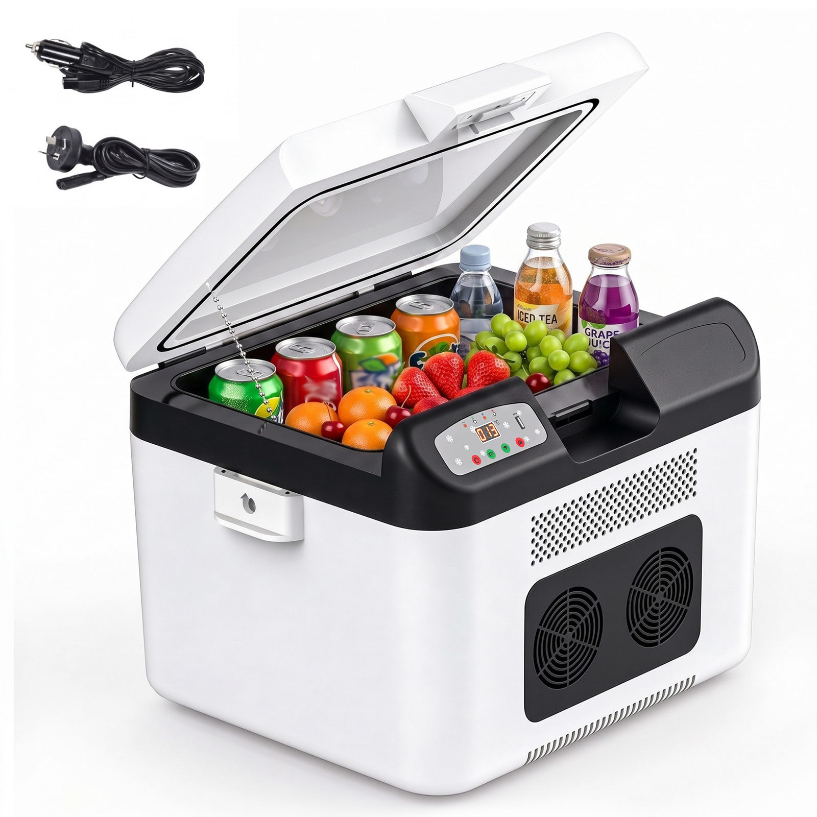 TEMU 26l Portable Car Fridge, Electric Cooler & Warmer With Led Display, -10°c To 65°c, Usb Charging, Ac/ Powered For Car, Home, Camping & Travel