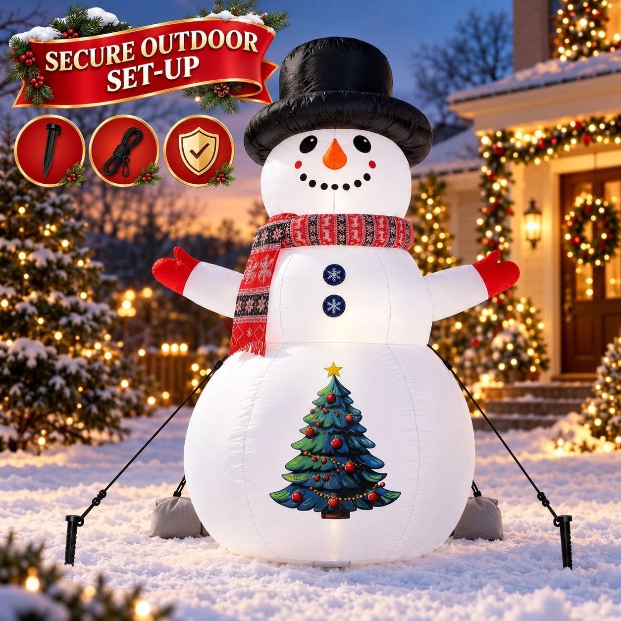 TEMU 2.4m Giant Inflatable Snowman Christmas Outdoor Garden Decoration With Led Light