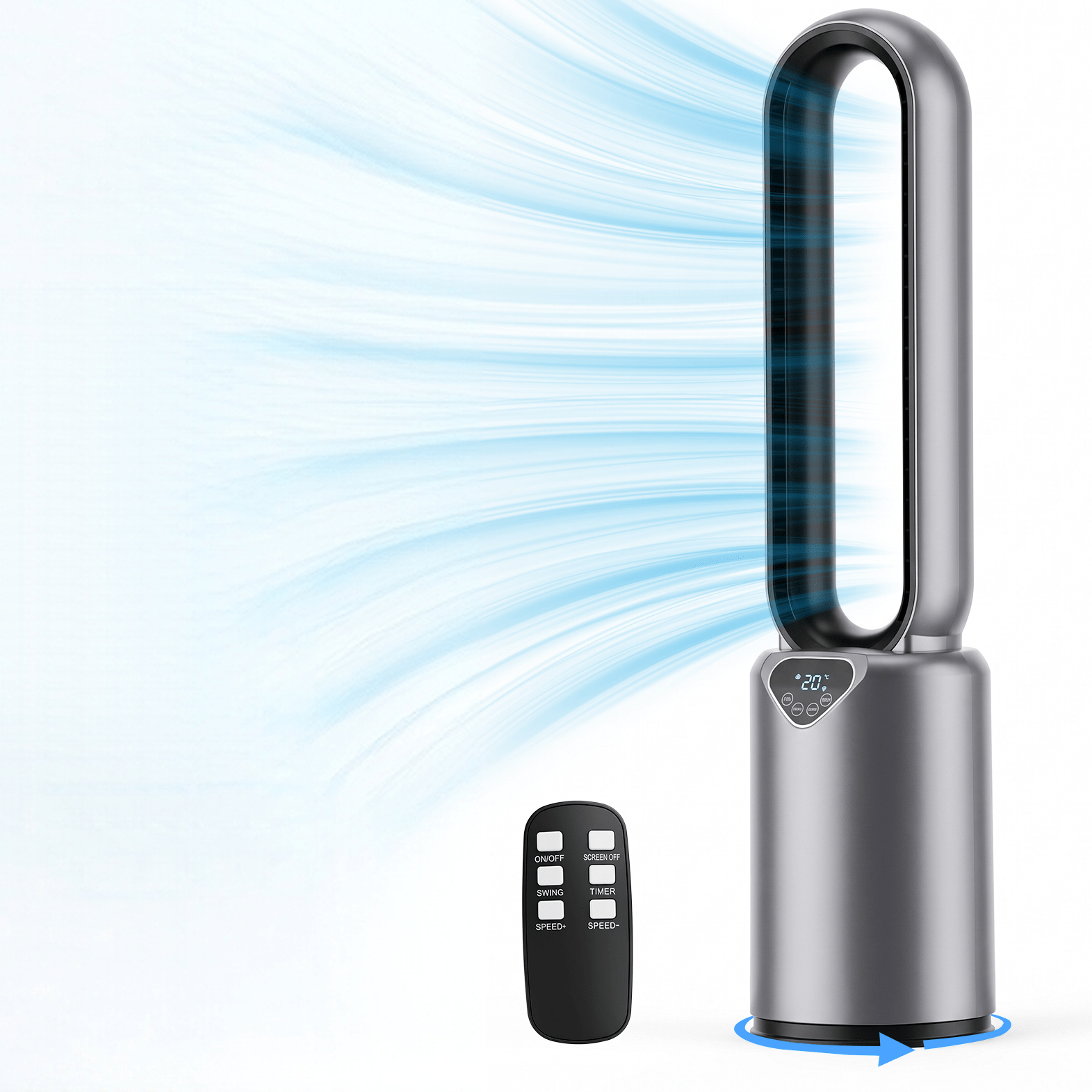 TEMU 2 In 1 Bladeless Tower Fan With Air Purification Filter, 24 Speeds, 8m/s Max Airflow, 70° Wide , 12h Timer, Touch & Remote Control, Motor,