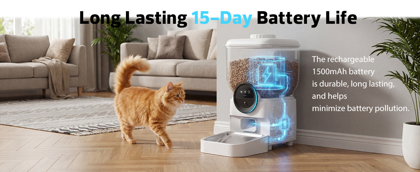 Advwin 7L Automatic Cat Feeder With 720P Camera, APP Control, Large Capacity, Two-Way Audio, Night Vision, Rechargeable Design For Cats & Small Dogs