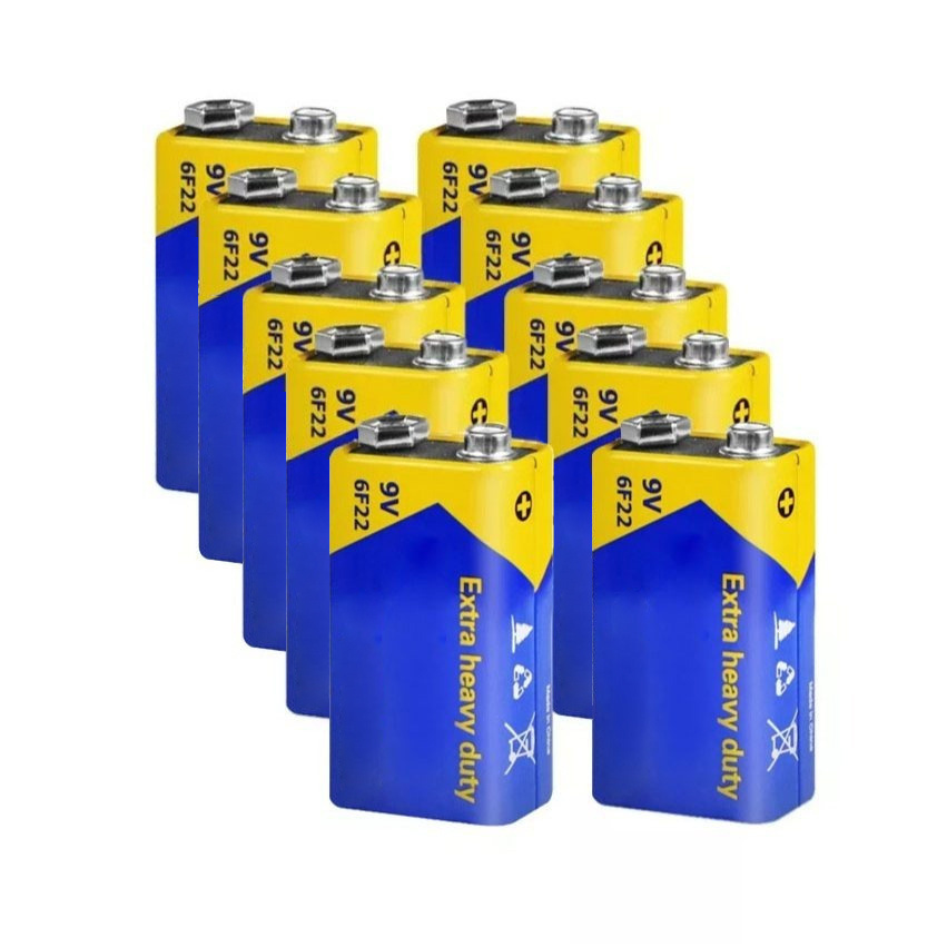 TEMU 10 Pcs 9v Batteries Carbon 9 Volt Extra Heavy Duty Battery 6f22