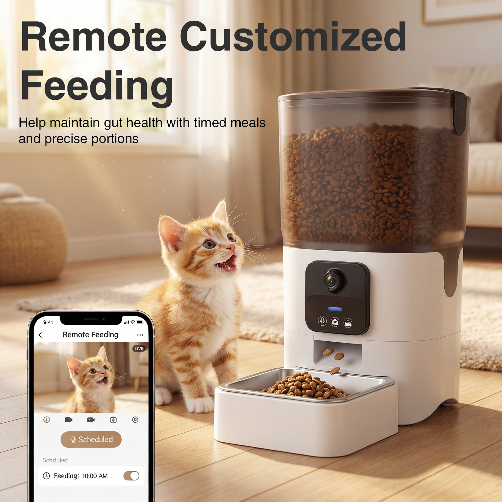 Advwin Automatic Pet Feeder With 2.4GHz & 5GHz WiFi, 5.5L Smart Cat Food Timed Dispenser For Cats & Dogs, APP Control With Alexa, 1080P HD Camera With Night Vision & 2-Way Audio
