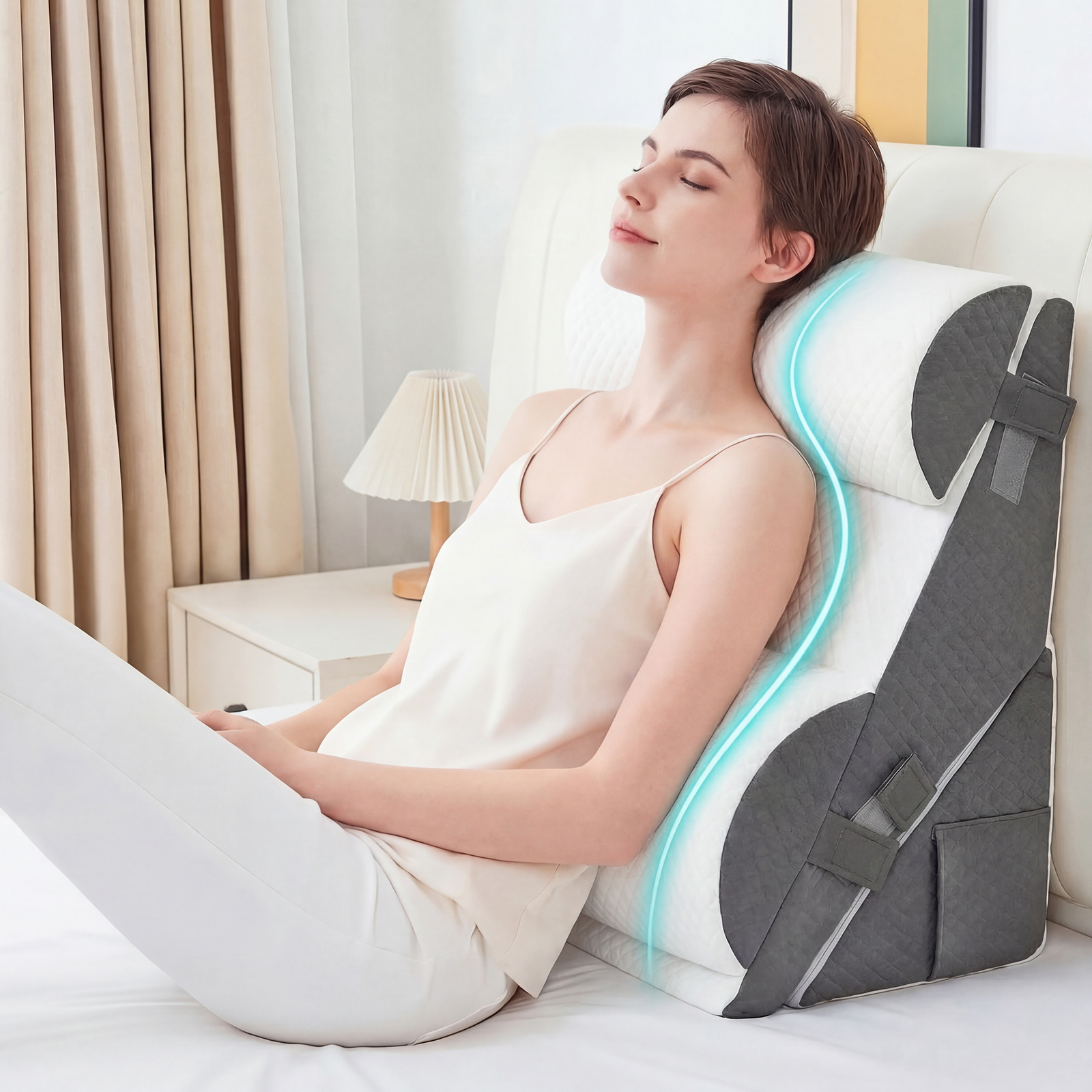 TEMU Advwin Bed Wedge Pillow Set 4pcs, High-density Foam Reading Pillow, Adjustable Wedge Pillow For Neck & Back Support, Triangle Pillows For Acid