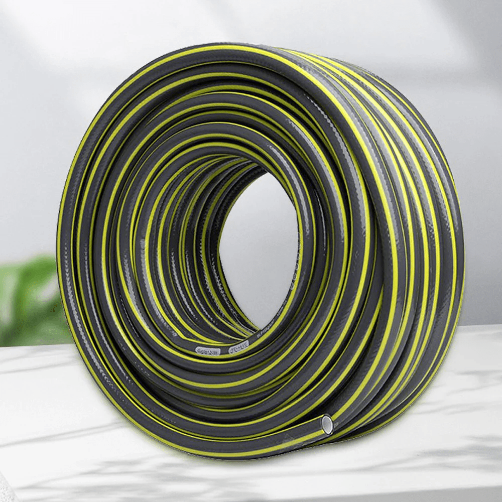   50m 164ft heavy duty garden hose 3 layer braided reinforced water hose anti kink uv resistant 12mm flexible pvc pipe for car washing garden watering yard cleaning all weather durable