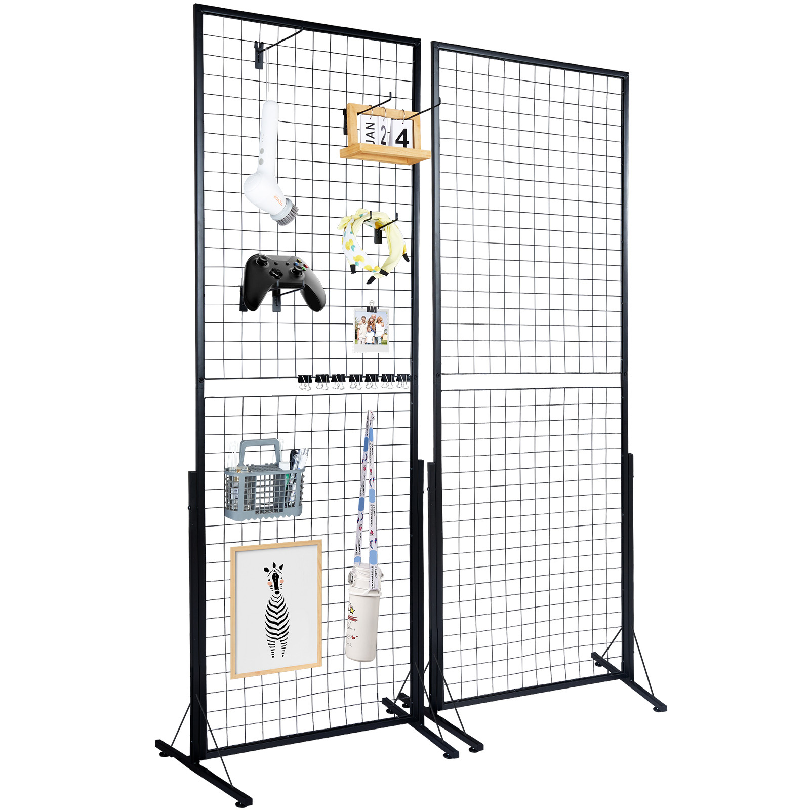 TEMU Vevor 2' X 5.6' Grid Wall Panels Tower, 2 Packs Wire Display Racks With Floorstanding, Double Side Panels For Art Craft Shows, Retail Display