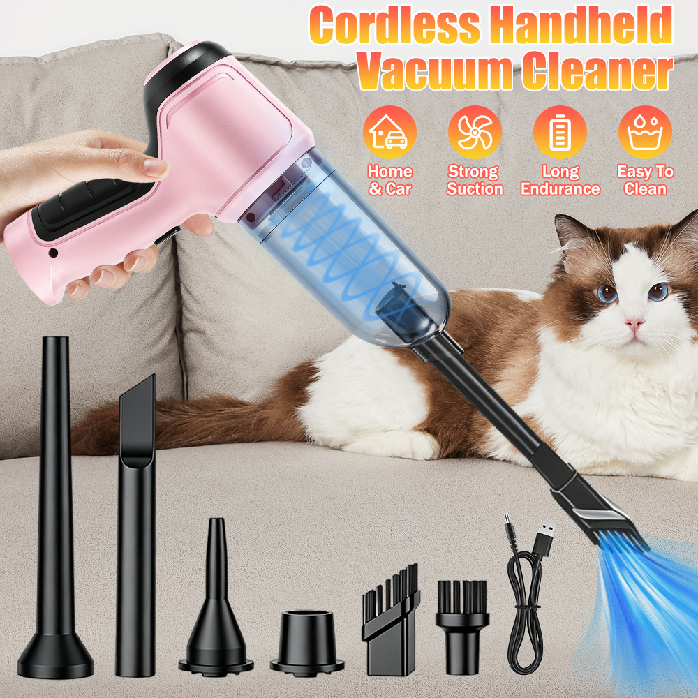 TEMU Wireless Handheld Vacuum Cleaner Pink Strong Suction Type-c Charging, Cleaning Hardwood, Tiles, Low Plush Carpets, And Pet Hair Dry And Wet
