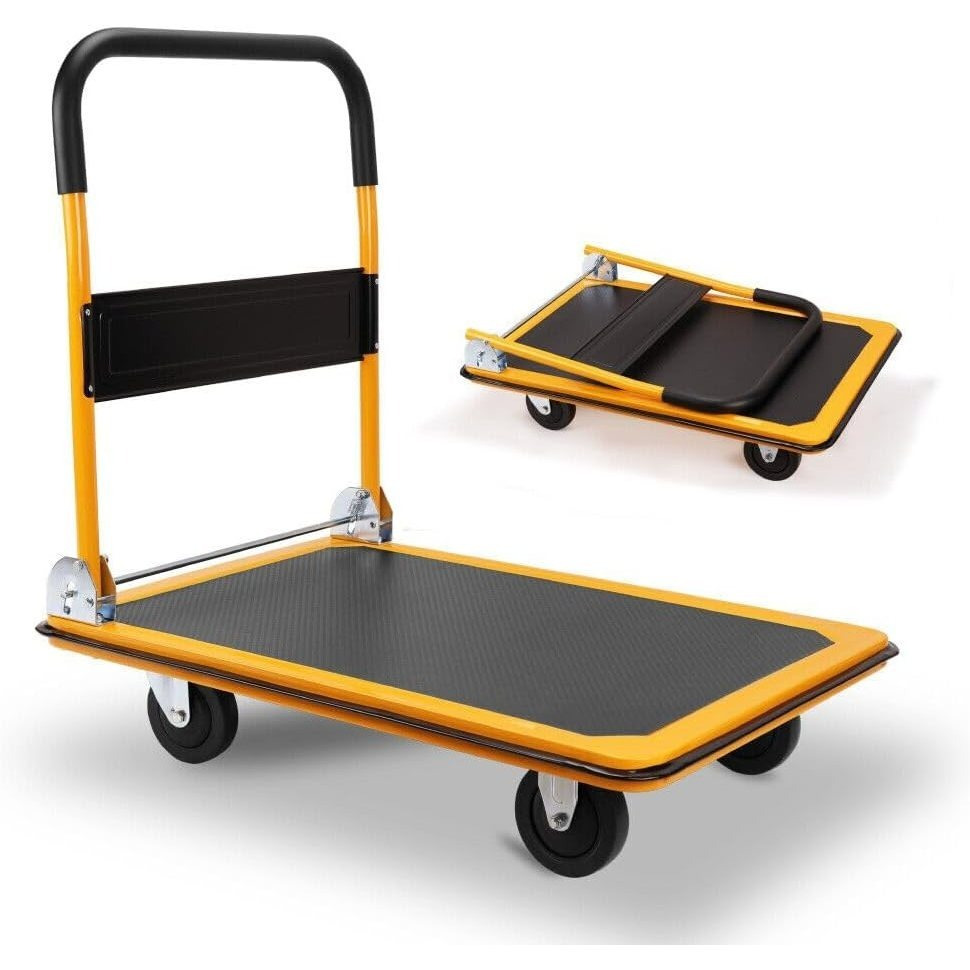 TEMU Horusdy Heavy Duty Folding Platform Trolley Cart, 300kg Capacity Hand Truck, Rubber Anti-slip Handle, Collapsible Dolly With Silent Rolling