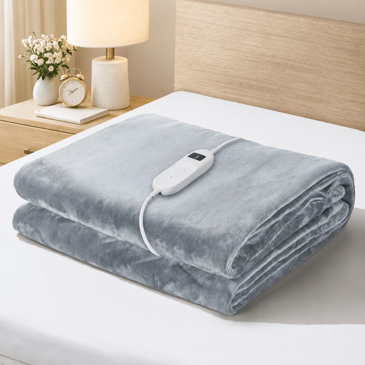 TEMU Electric Throw Rug Electric Blanket 160×130cm 5 Fast Heating Levels, 4 Timer Auto Shutheated Washable Fleece Winter Warming Sofa