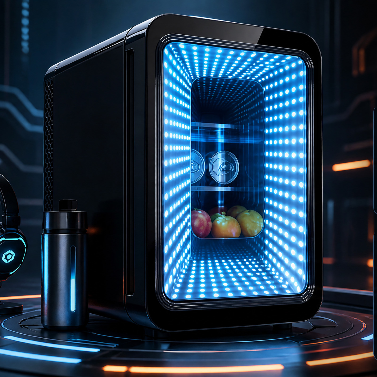 TEMU 20l Mini Fridge, Car Refrigerator With Led Light, Ac/ Portable Cooler And Warmer Gaming Mini Fridge For Bedroom, Office, Gaming Room And Car