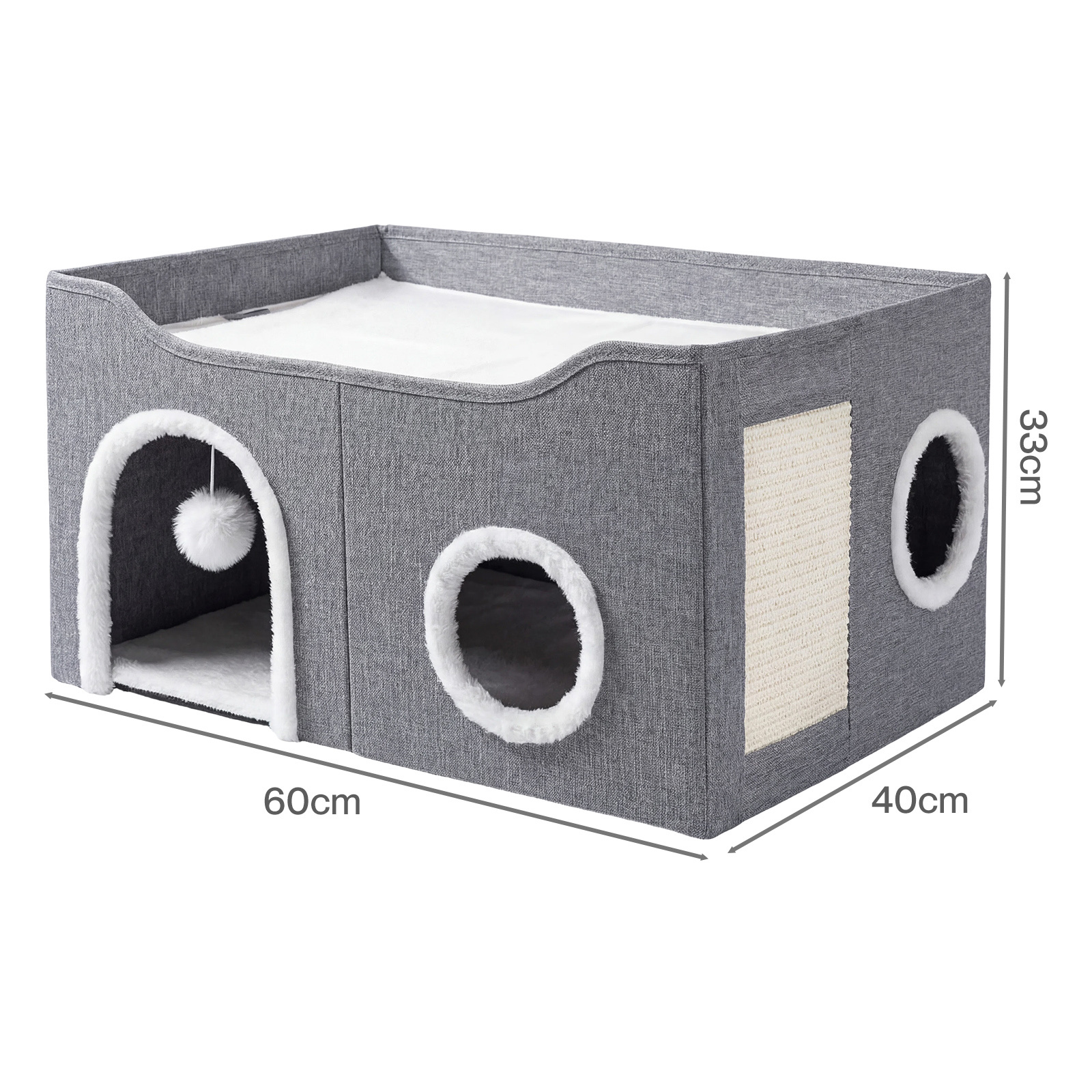 Pawz Foldable Cat House Cave Bed with Scratching Board Cozy Hideaway Pet Nest Indoor Sleeping Condo for Cats - Image 2