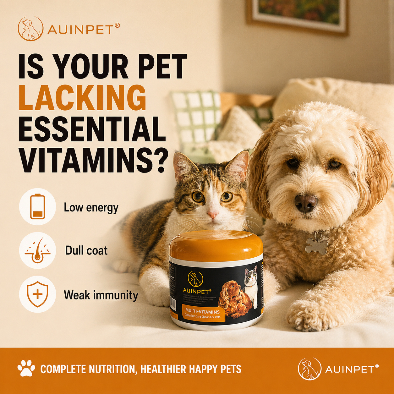 AUINPET Multi - Vitamins Complete Care Chews For Dogs & Cats 180g - Image 3