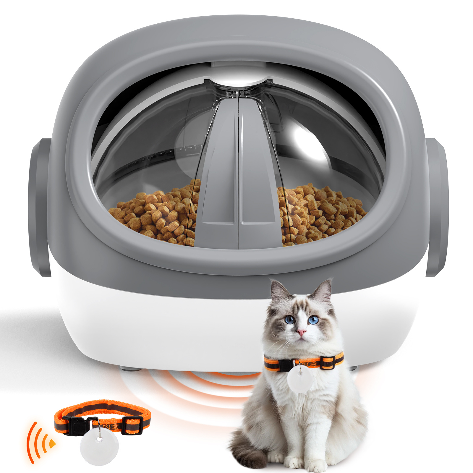 TEMU Advwin Automatic Rfid Cat Feeder With Collar Microchip Identification, Multi-cat Compatible 4 Feeding , Supports Food And Voice Recording