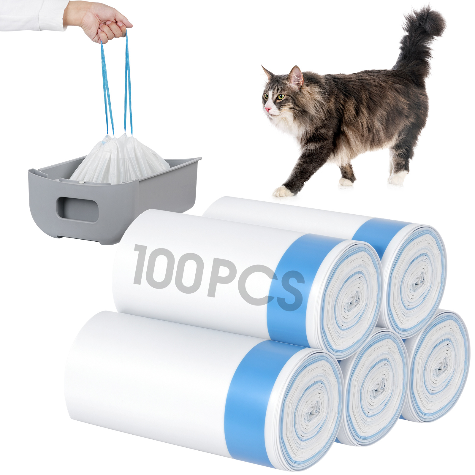 TEMU Cat Litter Liner 100/200 Count, Disposable Cat Litter Box Bag, Thick Kitten Litter Bag Liner, Large Size With Drawstring, Leak-proof Cat Litter