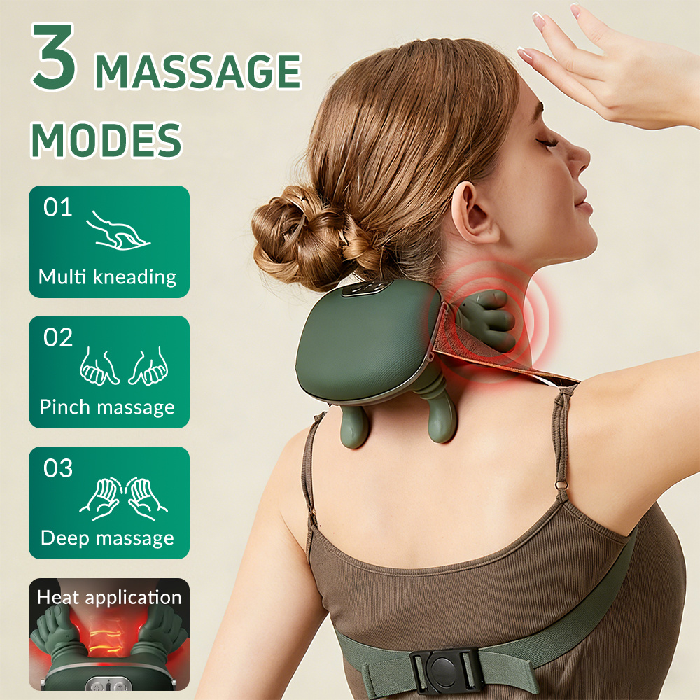 USB Rechargeable Deep Tissue Massager, 8-Claw - Portable Finger Press Massager for Neck, Back, Shoulders, and Legs - Perfect Gift for Men and Women, Waist, Relaxation, Sternocleidomastoid Muscle Massager, Wireless Portable Heat Neck and Shoulder