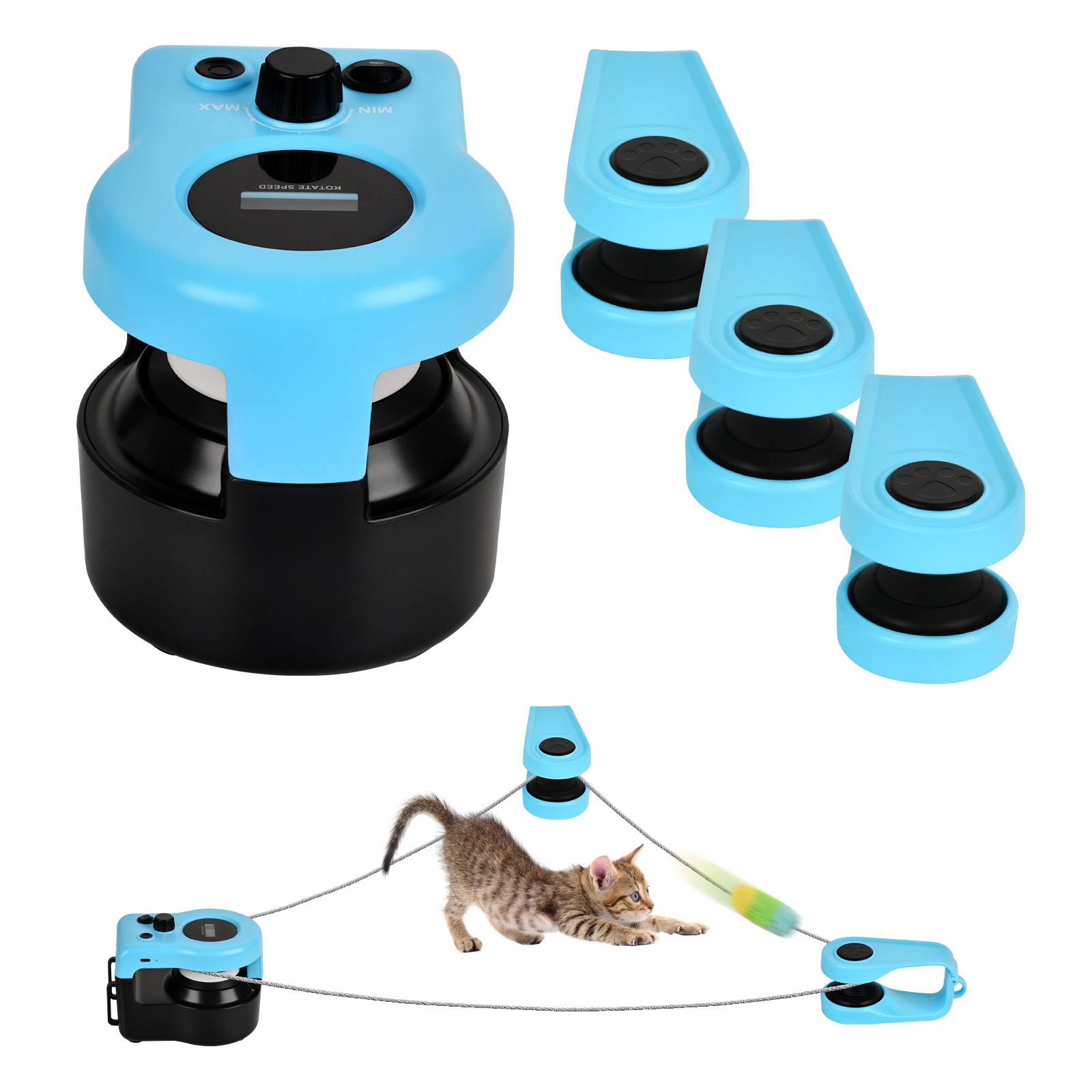 TEMU Interactive Cat Toy - Auto/manual Control, Treadmill Design, Feather Mouse For Indoor Cats Kittens Boredom Relief