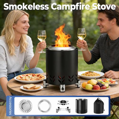 ogl tabletop stove fire pit smokeless wood burning campfire fireplace outdoor portable patio hiking camping stainless steel stand carry bag