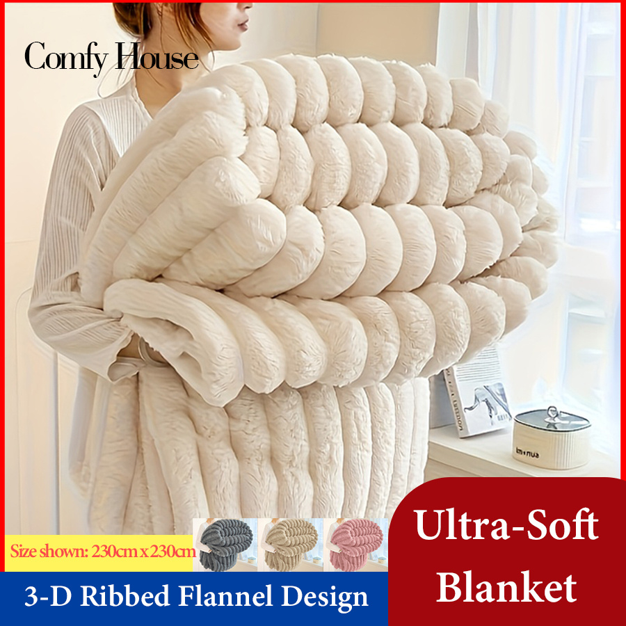   ultra soft 3 d ribbed faux fur flannel blanket for bed couch sofa nap blanket air conditioning blanket office outdoor camping blanket for  s cozy throw high quality fleece   blanket gift ideas for  