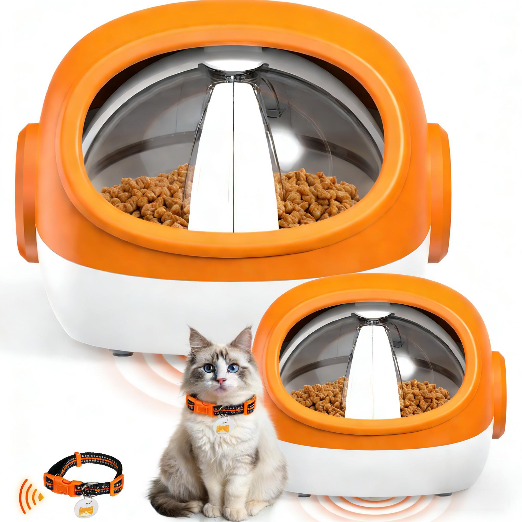 Advwin 2pcs Automatic RFID Cat Feeder With Collar Microchip Identification, Multi-Cat Compatible + 4 Feeding Modes, Supports Wet & Dry Food And Voice Recording - Image 3