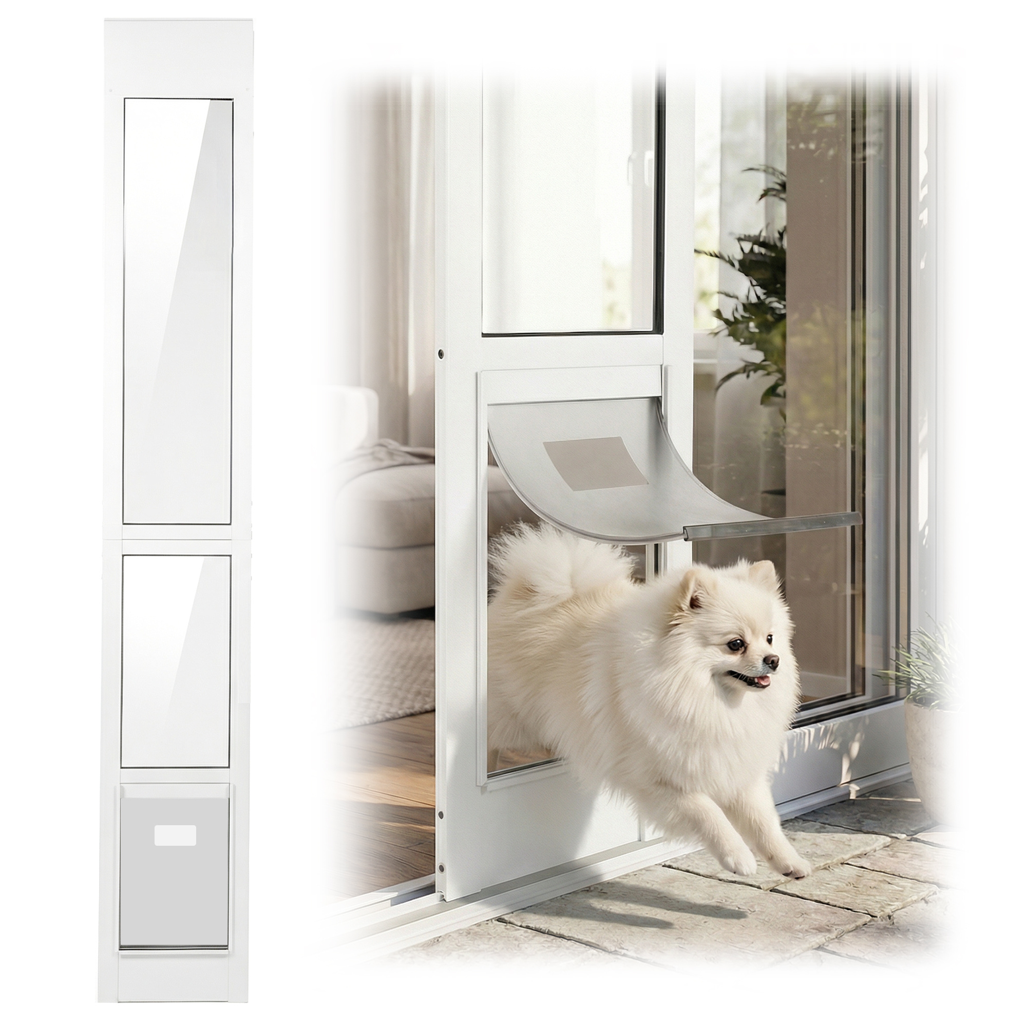 TEMU Advwin Pet Door For Sliding Glass Door Aluminum Alloy Frame Insert Door Adjustable Height 194.5-207.5cm- Small
