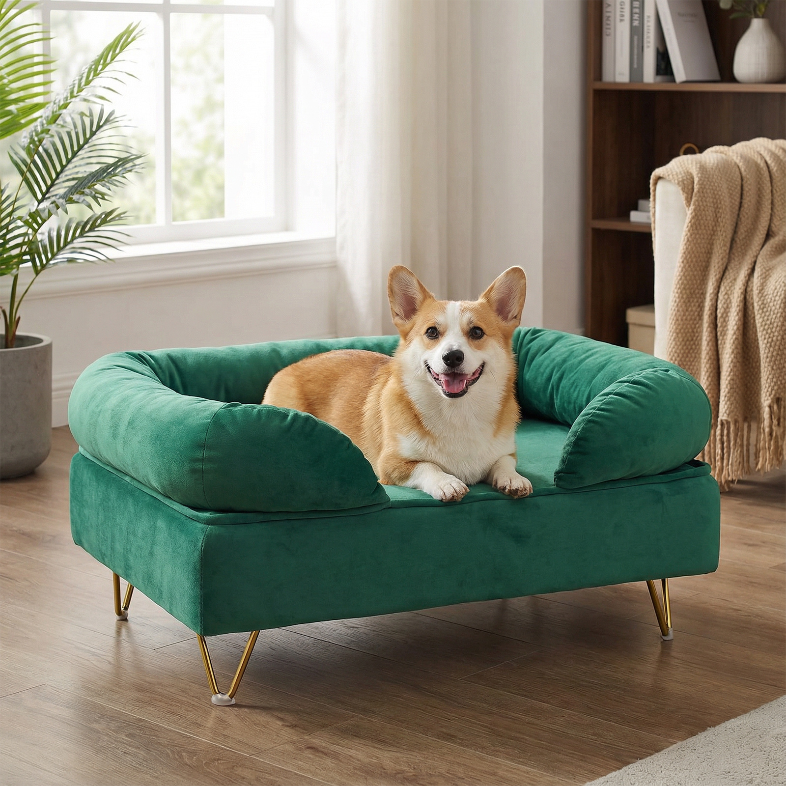 TEMU Pet Sofa Bed, Dog Couch Cat Chair Velvet Fabric Calming For Cats And Small Dogs Comfortable Rest