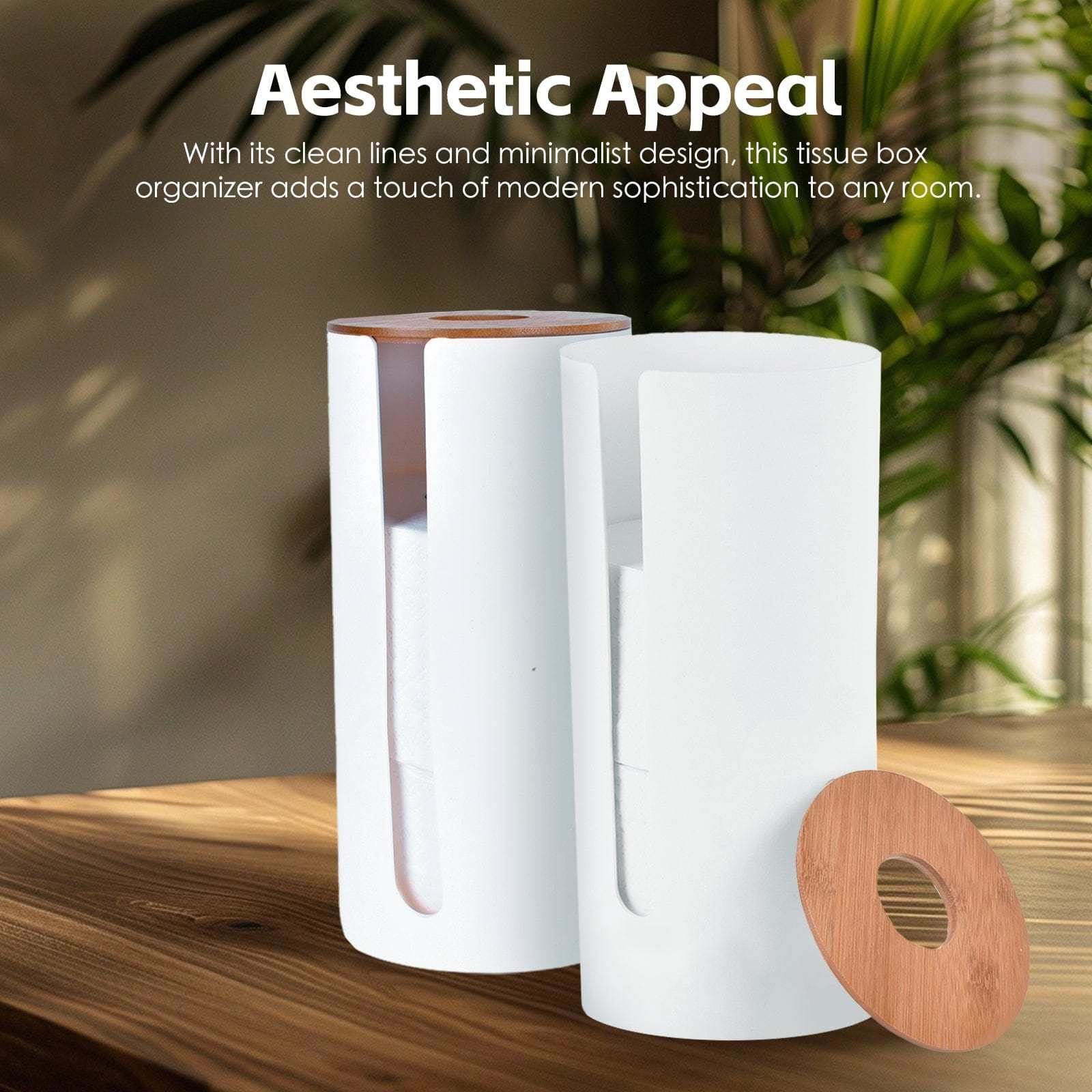 TEMU 2pcs Bamboo Lid Toilet Roll Storage Holder