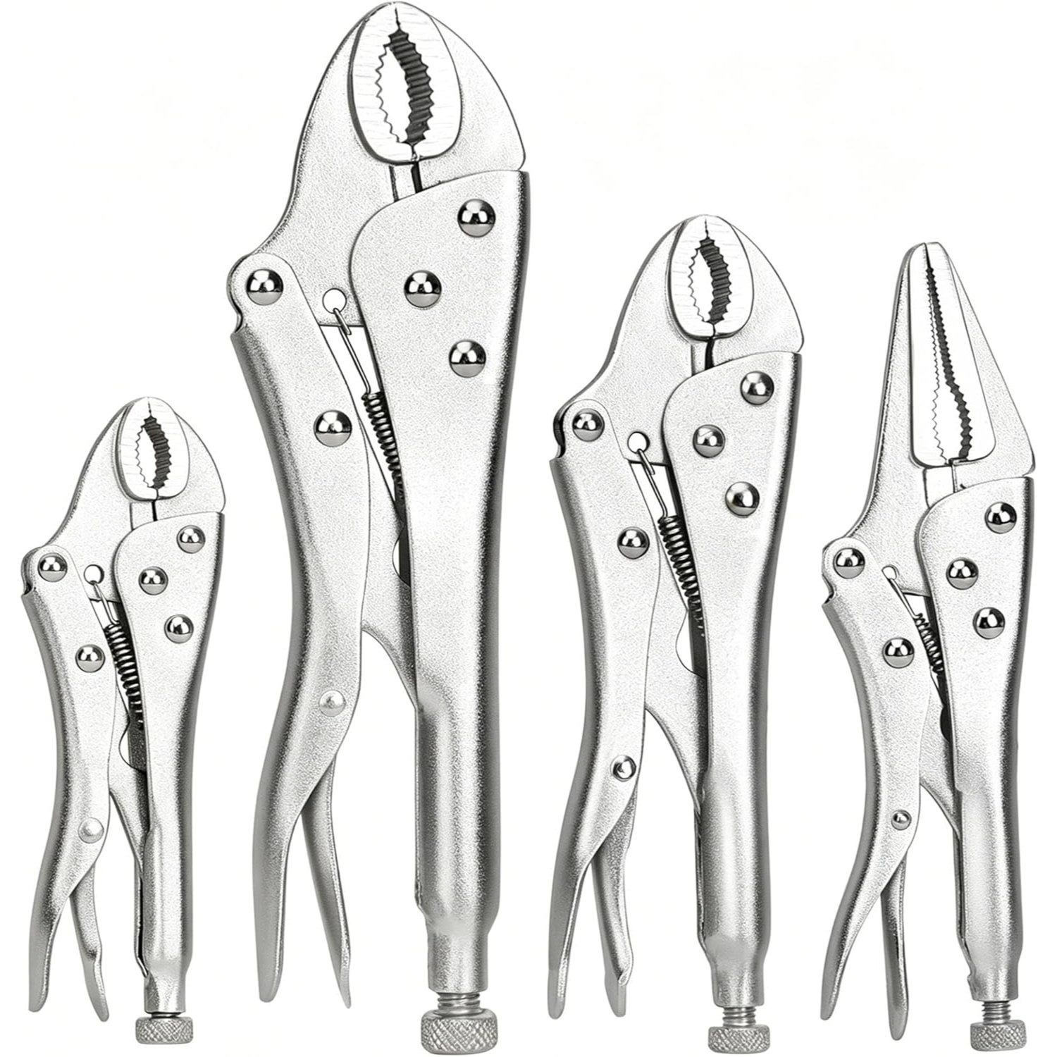 TEMU 4pcs Locking Pliers Set, Vice Grips With Curved Jaw Long Nose, Jaw Locking Pliers Vise Pliers, Needle Nose Locking Pliers Set, Multi-functional