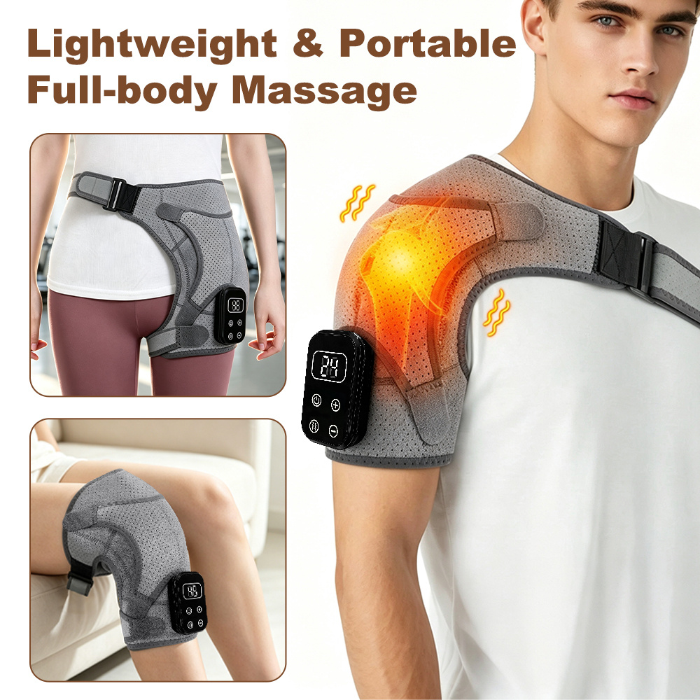 1PC Shoulder Massager, 5 Heat & 5 Vibration Modes for Deep Tissue Comfort, Wireless Heated Shoulder Pad And Massager Featuring an Adjustable Strap - USB Rechargeable with Dual Zone Heating And Vibration Massage - Perfect Gift for Mother'S Day, Valentine'S Day, Easter, And for Neck, Shoulder and Knee