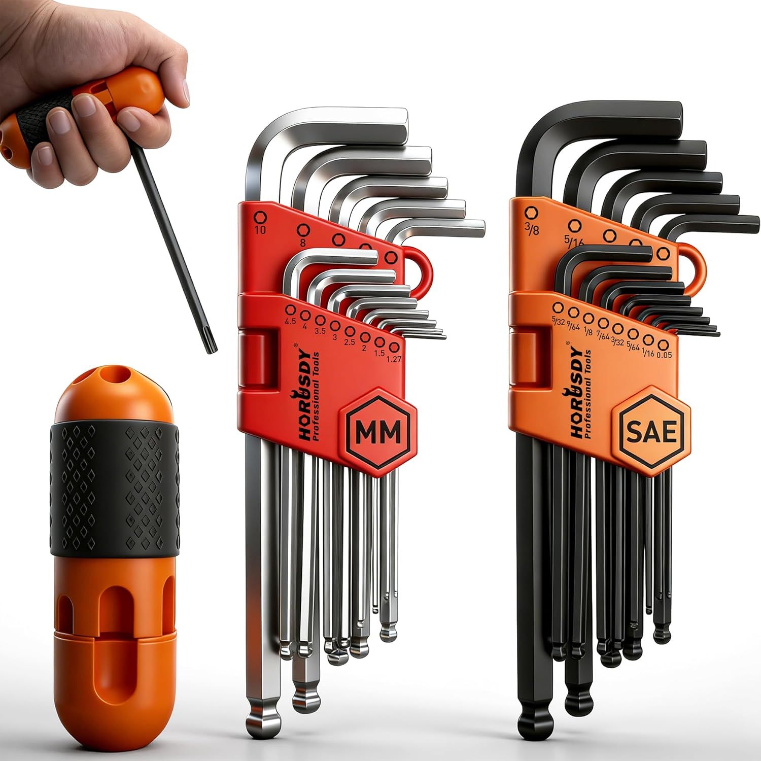 TEMU Sedy 26pcs Allen Key Set, Hex Key Set Long Arm Ball End Hex Wrench Set, Inch/metric Allen Wrench Set With T-handle