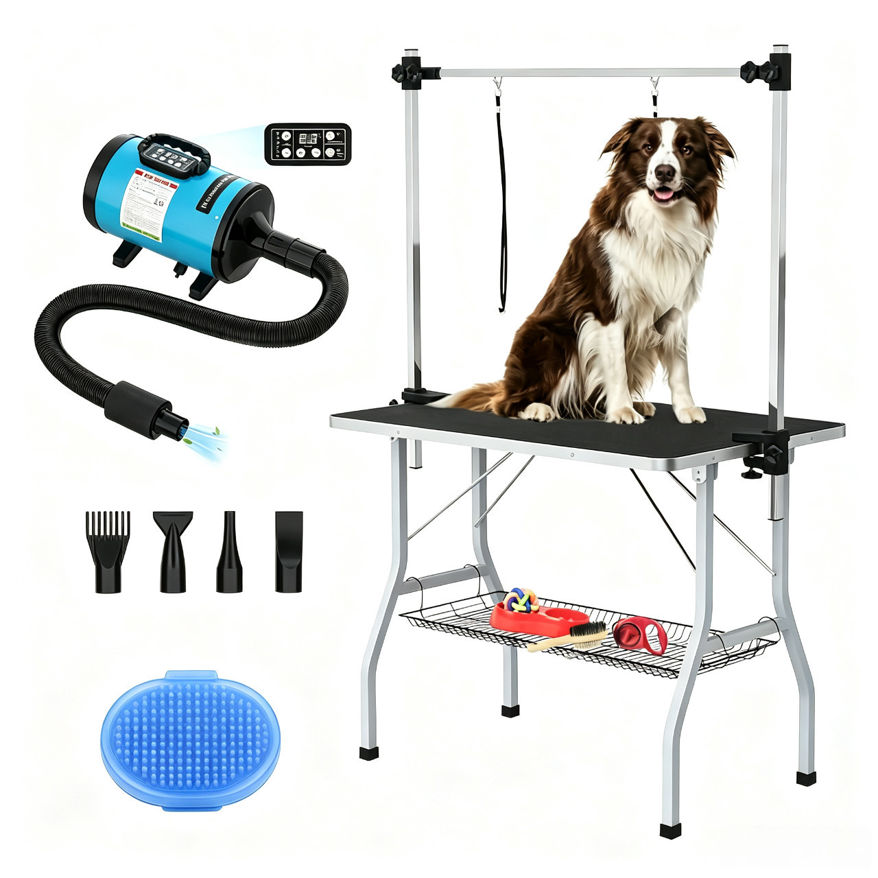 TEMU 【2pcs Grooming Set】advwin Pet Grooming Table& Pet Hair Dryer