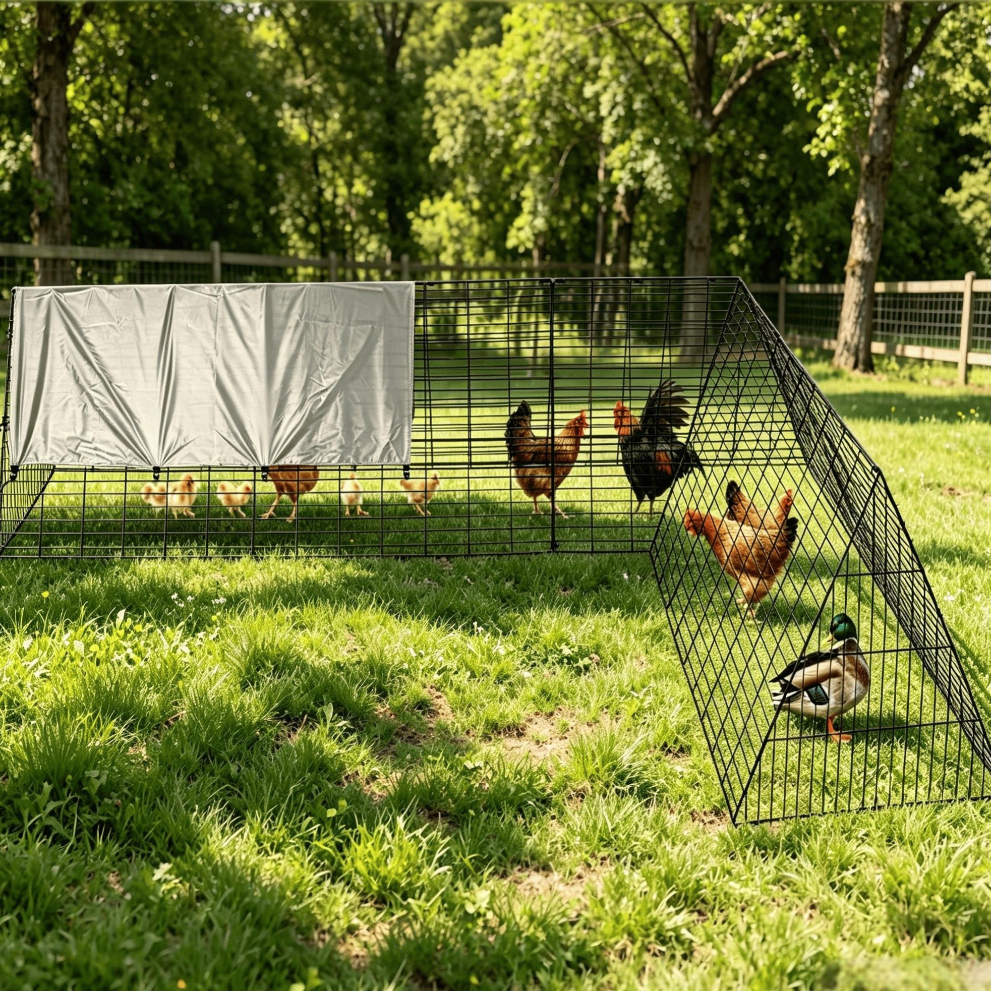 TEMU Tunnel With Cover, Portable Diy Chicken Pen For Yard, Ducks & Rabbits, Chicken Coop With Corner Frames