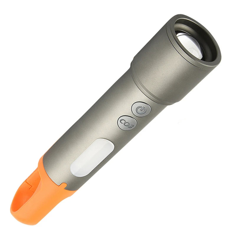 TEMU 1500lm 1000m Long Range White Laser Flashlight Usb-c Rechargeable Zoom Portable Led Torch For Camping Hiking