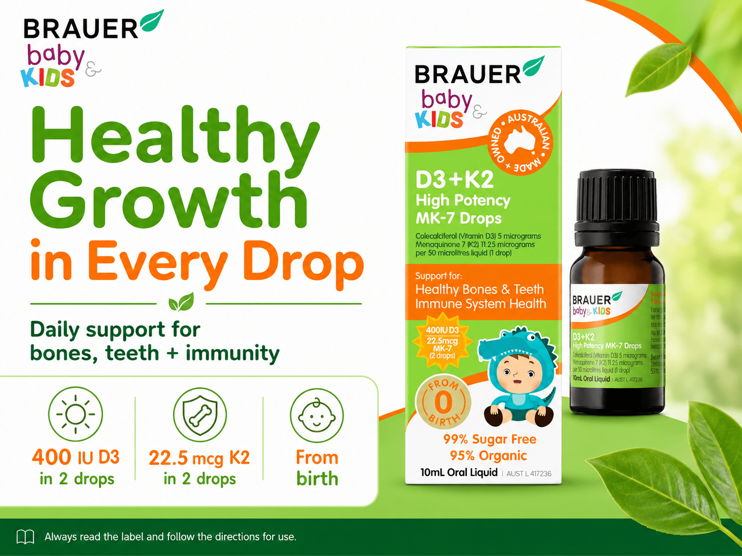 Brauer Baby & Kids D3+K2 MK-7 Drops 10mL