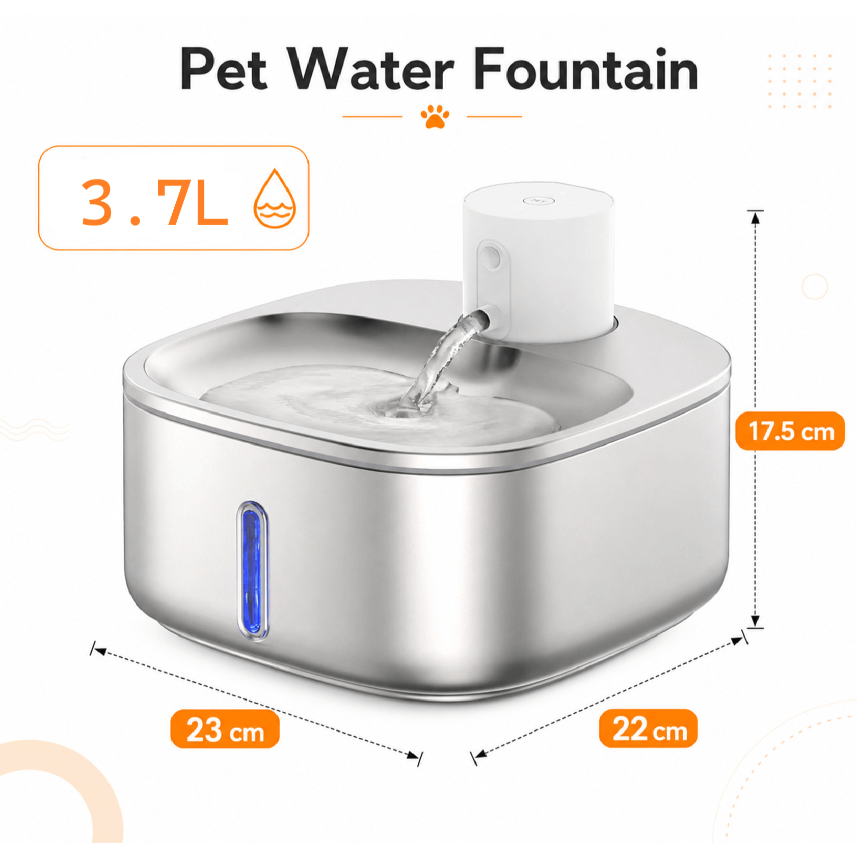 Catio 3.7L Stainless Steel Wireless Cat Water Fountain, Battery Operated Pet Water Dispenser with Motion Sensor, 3 Smart Modes, Ultra Quiet Multi-Stage Filtration for Cats Dogs - Image 4