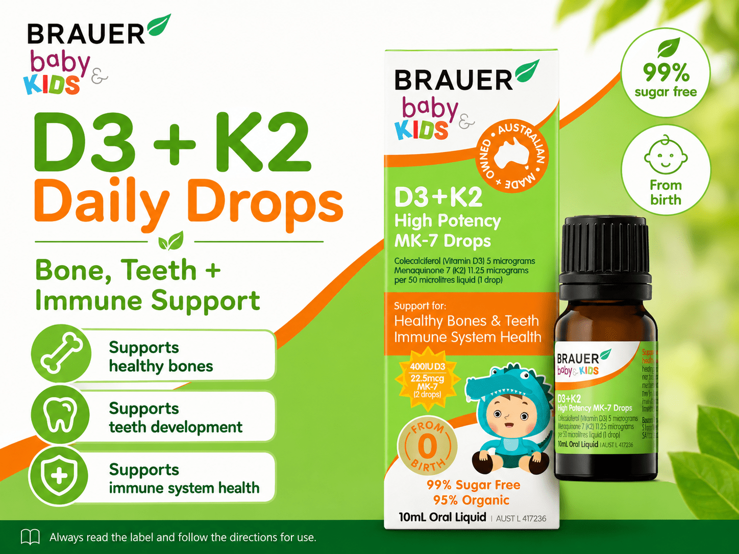 Brauer Baby & Kids D3+K2 MK-7 Drops 10mL