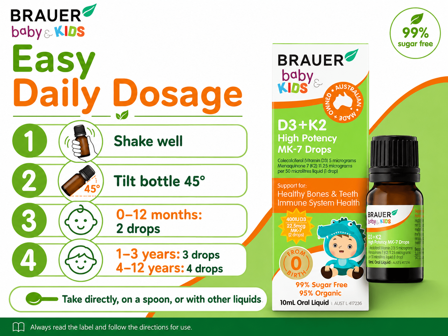 Brauer Baby & Kids D3+K2 MK-7 Drops 10mL