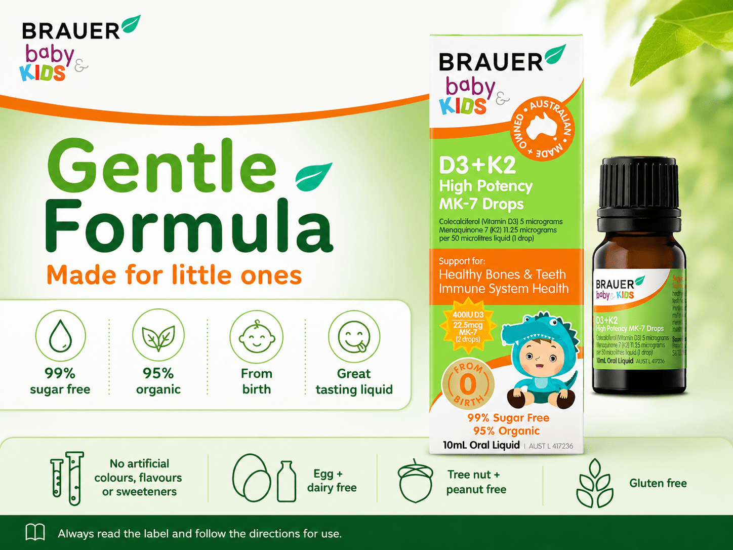 Brauer Baby & Kids D3+K2 MK-7 Drops 10mL