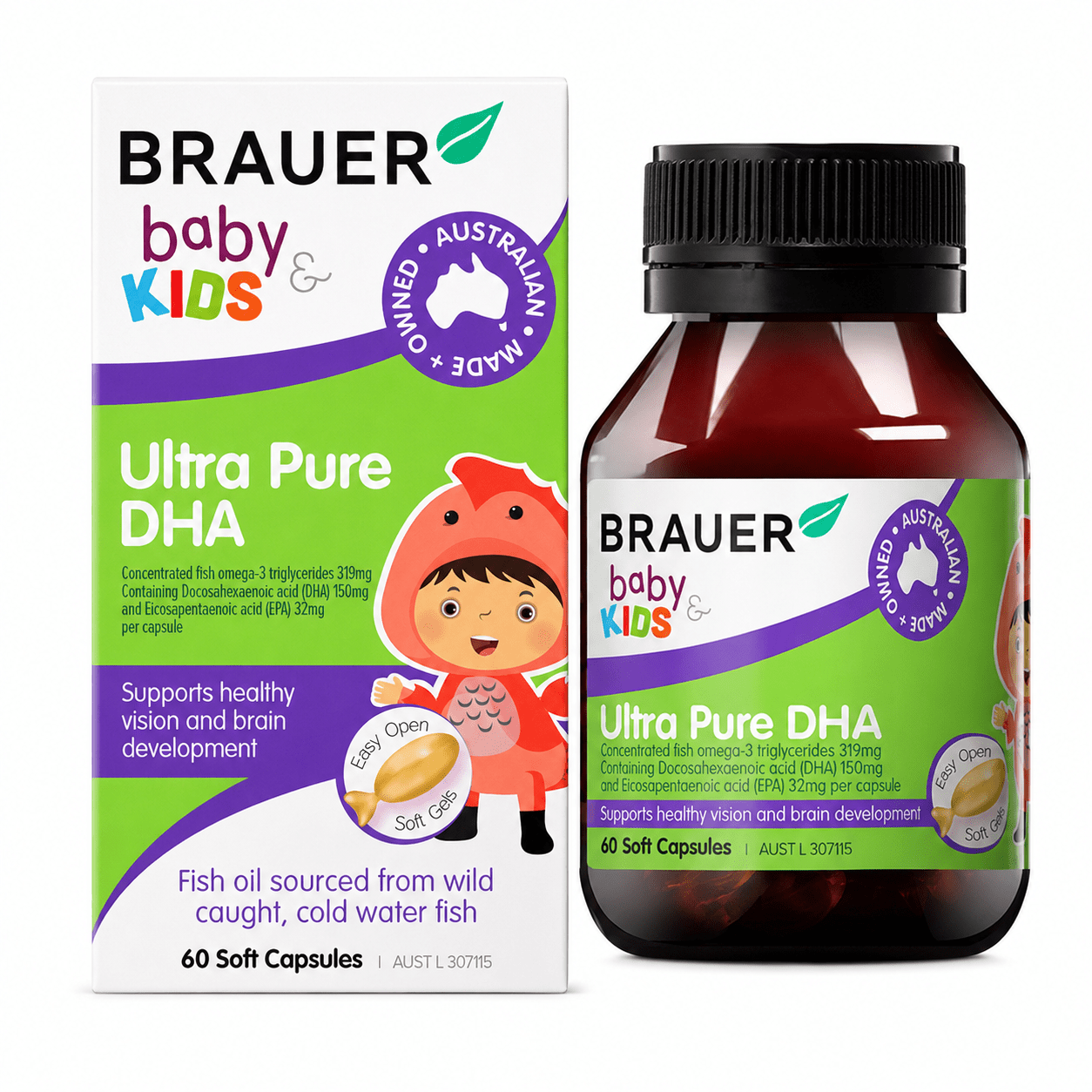 Brauer Baby & Kids Ultra Pure DHA - 60 Soft Capsules