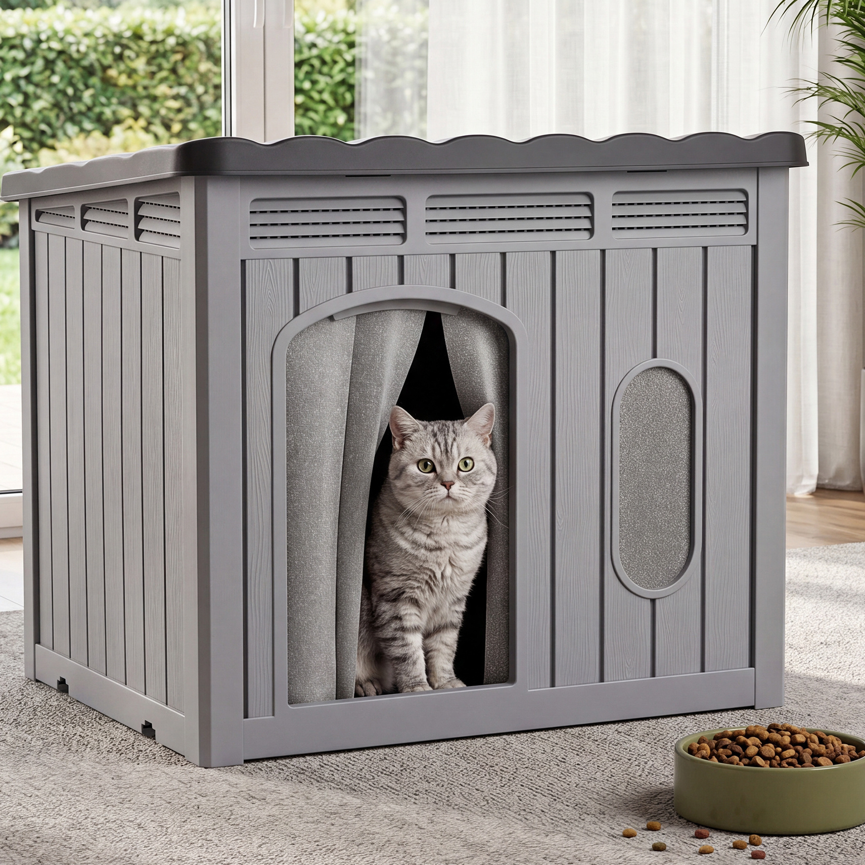 TEMU Advwin Dog House With Ventilation Vents, Plastic Pet Shelter For Small To Medium Dogs, Indoor & Outdoor Use