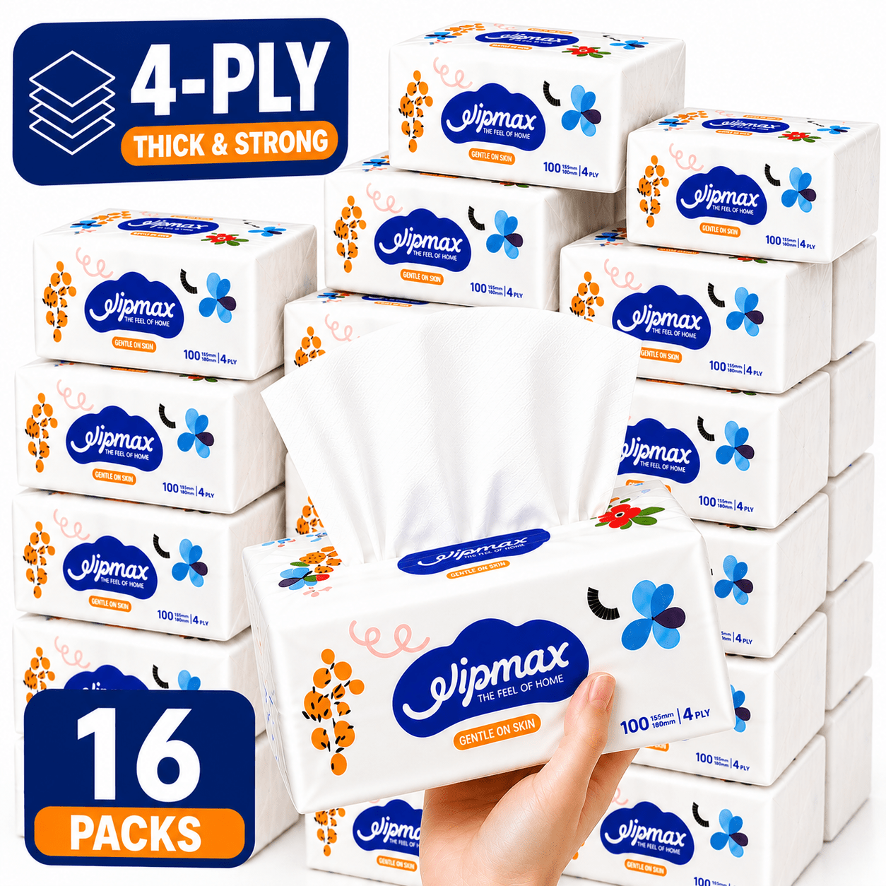 TEMU Facial Tissue 8/16 Packs, 4 Ply Ultra Tissues, Skin, Thick Absorbent Everyday Family Tissues, For Home, Bathroom, Office & Travel