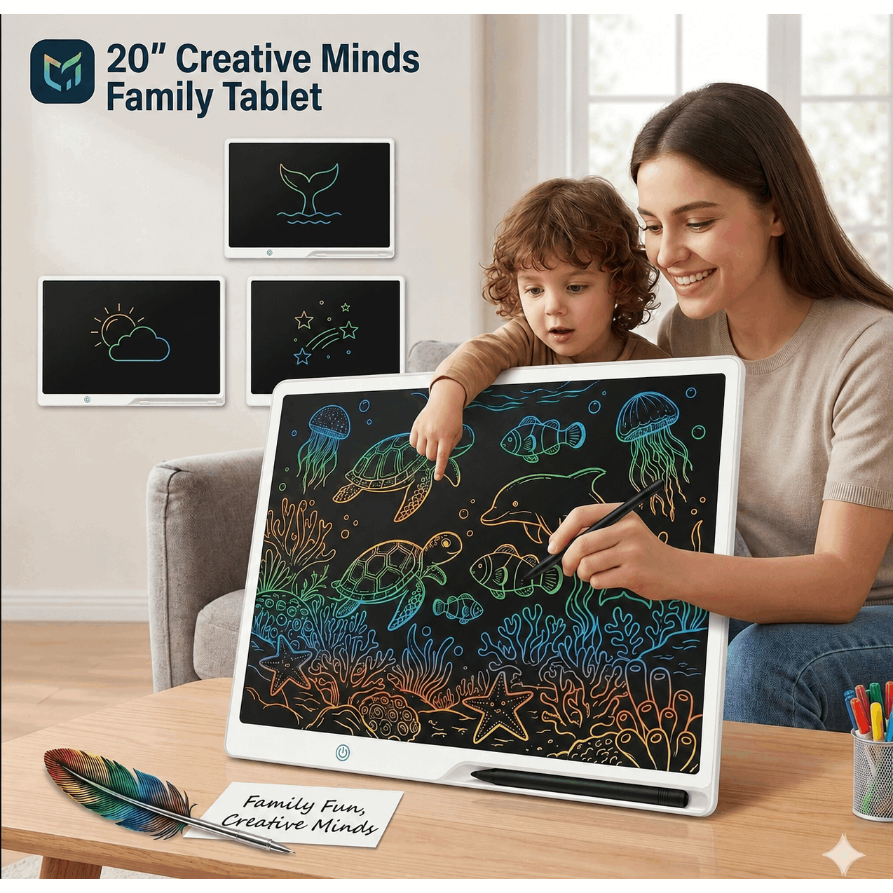 TEMU 20" Large Lcd Writing Tablet, Rechargeable Drawing Board For Kids, Electronic Erasable , Toys & Birthday Gifts For Toddlers, Portable Children's