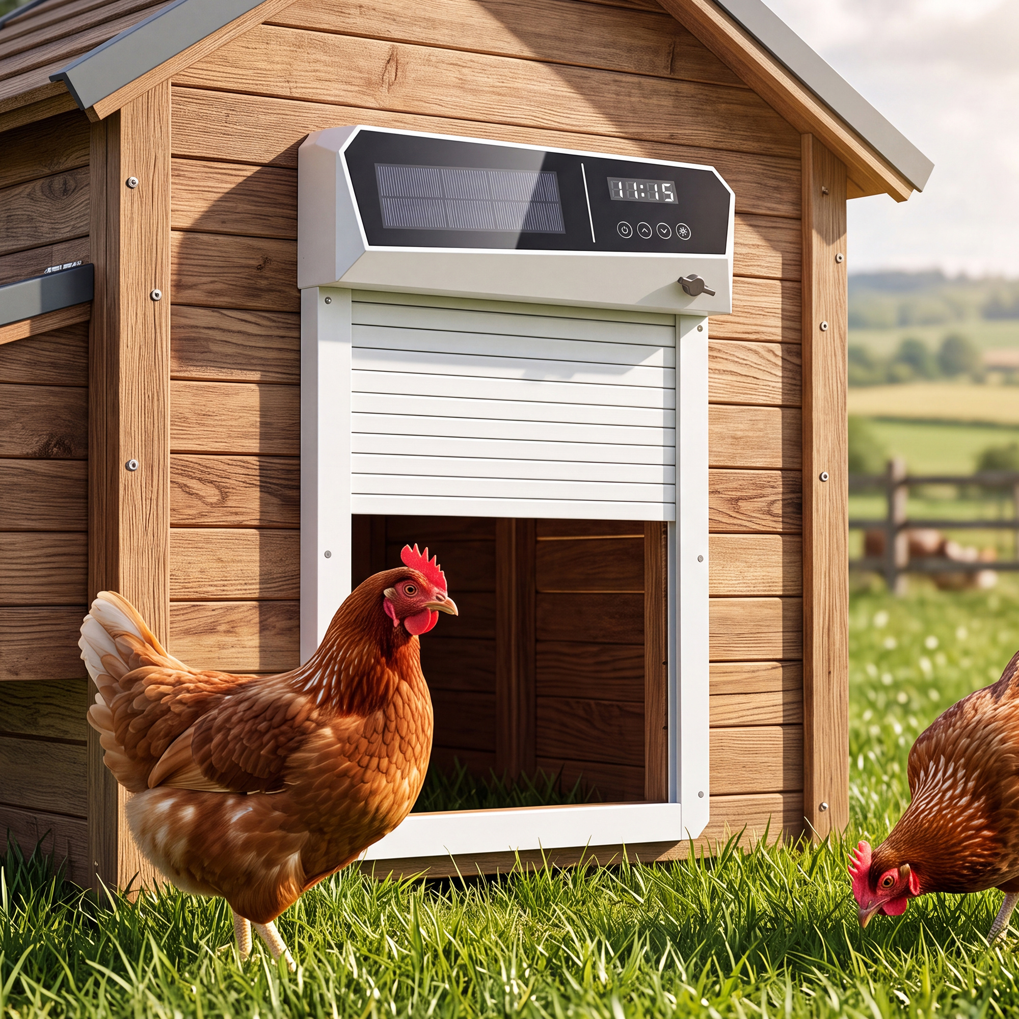 TEMU Advwin Automatic Chicken Coop Door Solar Powered With Timer & Light Sensor App Control Chicken Door