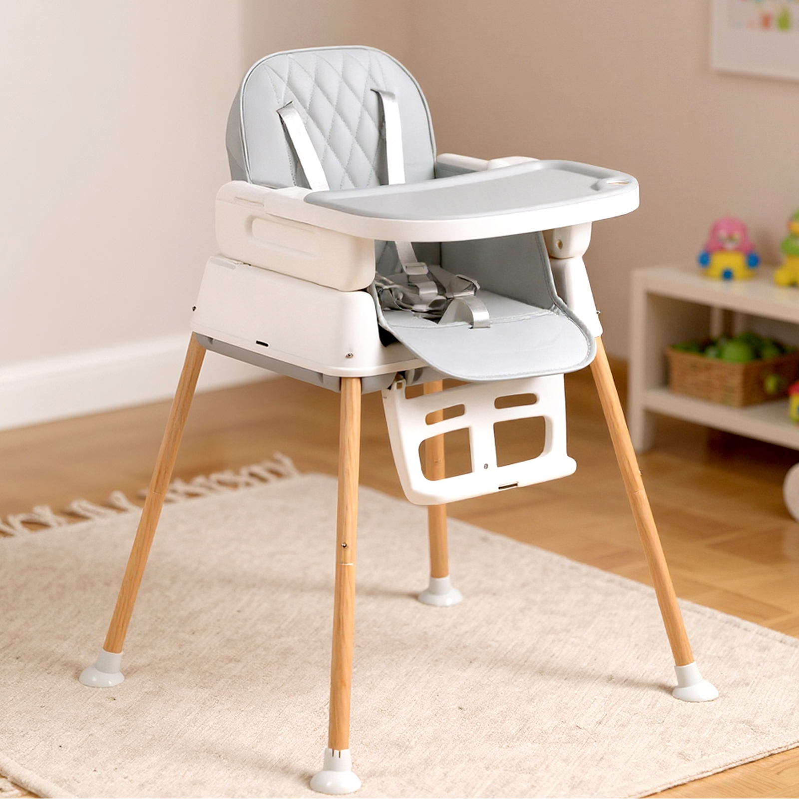 ADVWIN 4-in-1 Portable Baby High Chair, Foldable Infant Dining Seat