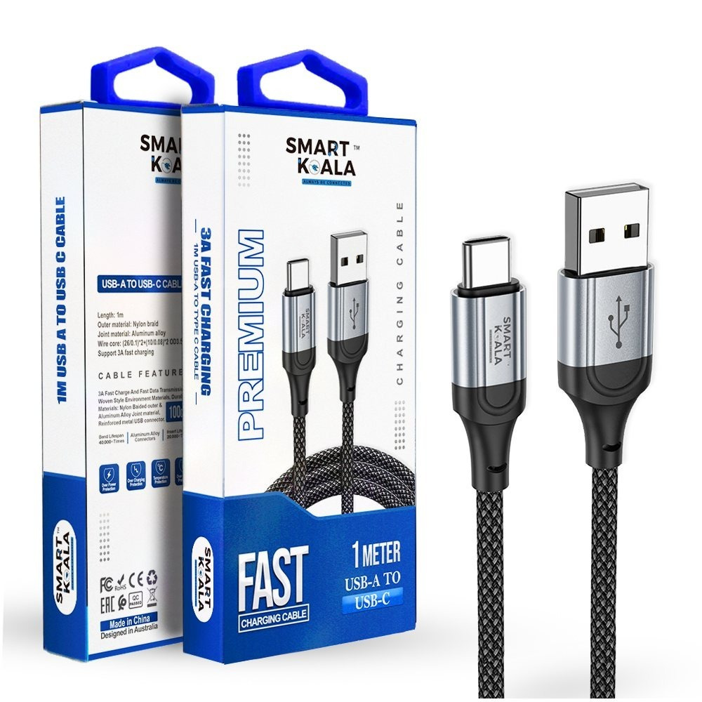 TEMU 1m/2m 3ft/6ft Usb A To Usb Type C Qc3.0 3a Fast Charging Quick Charger Nylon Braided Data Sync Cable Cord [universal ]