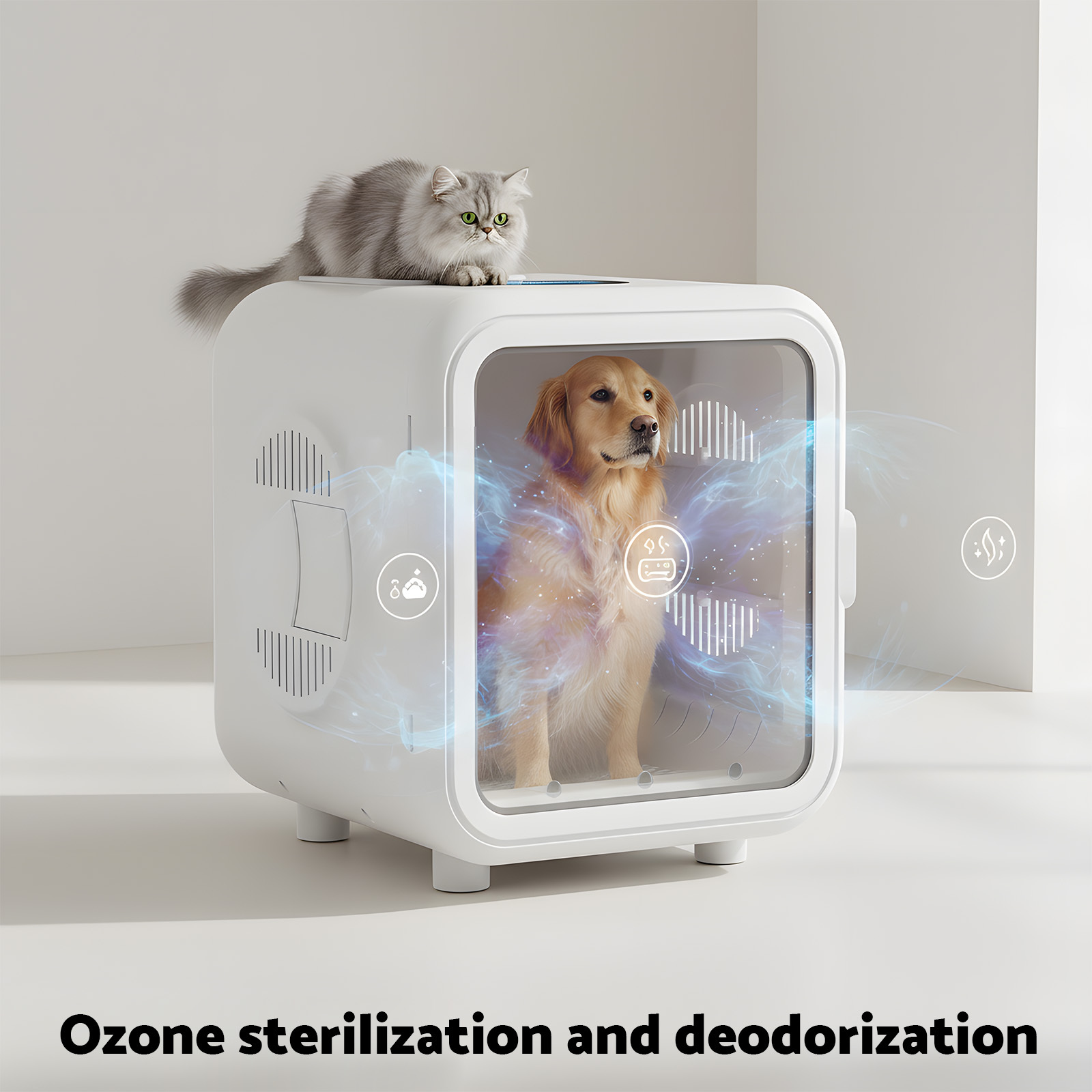 Advwin Smart Pet Dryer Box 68L, 15Min Fast 360° Drying, No More Pet Scared Of Blower, 5 Modes For Cats Small Dogs